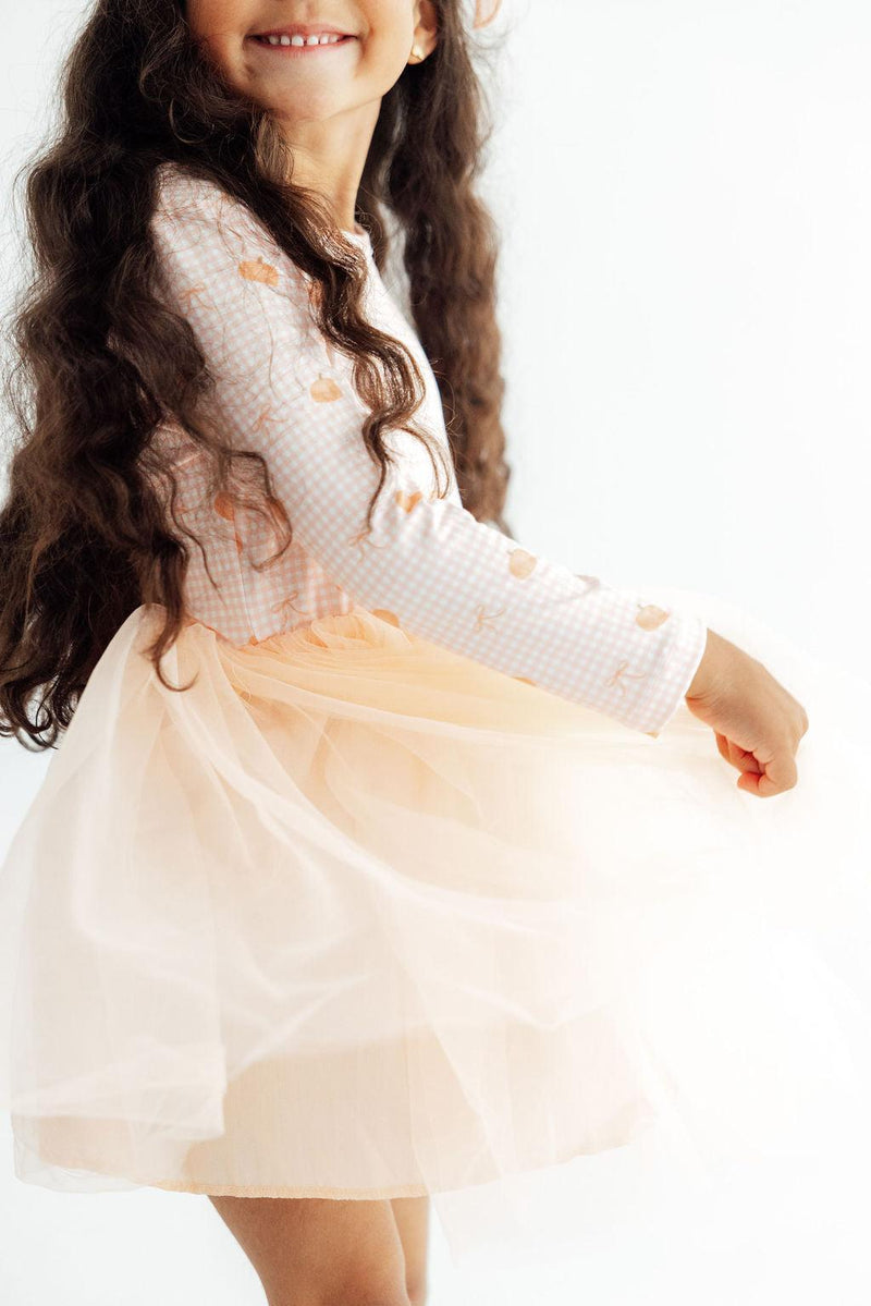 Gingham Pumpkins L/S Tutu Dress - 3