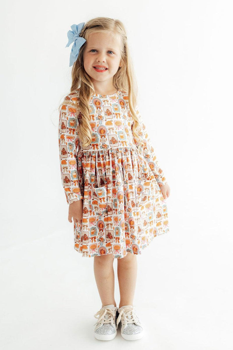 Give Thanks L/S Pocket Twirl Dress - 2