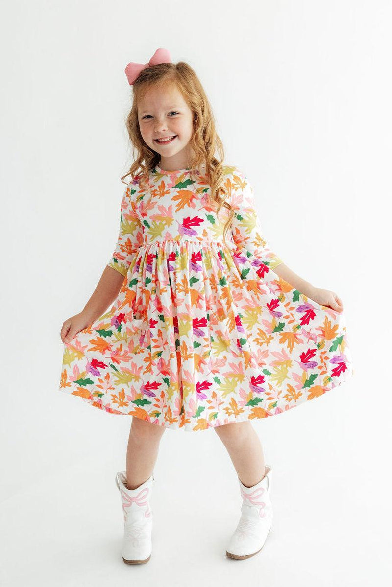 Falling Leaves 3/4 Sleeve Pocket Twirl Dress - 1