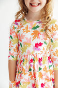 Falling Leaves 3/4 Sleeve Pocket Twirl Dress - 2