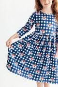 Auburn Plaid Aubie 3/4 Sleeve Pocket Twirl Dress - 4