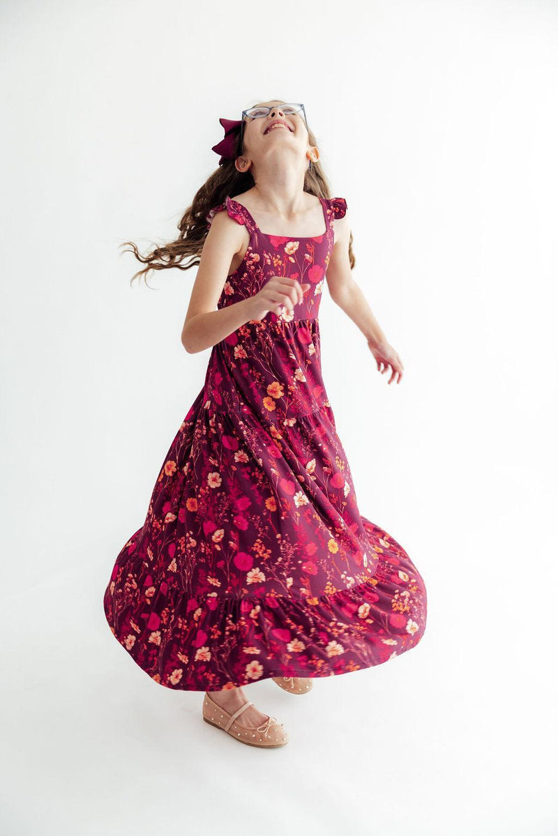 Retro Wildflower Ruffle Maxi Dress - 3
