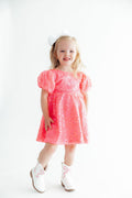 Neon Pink Puff Sleeve Sequin Dress - 2