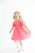 Neon Pink Puff Sleeve Sequin Dress - 4