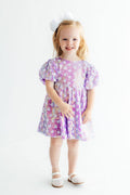 Periwinkle Heart Puff Sleeve Sequin Dress - 4