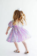 Periwinkle Heart Puff Sleeve Sequin Dress - 2