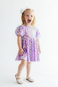 Periwinkle Heart Puff Sleeve Sequin Dress - 3