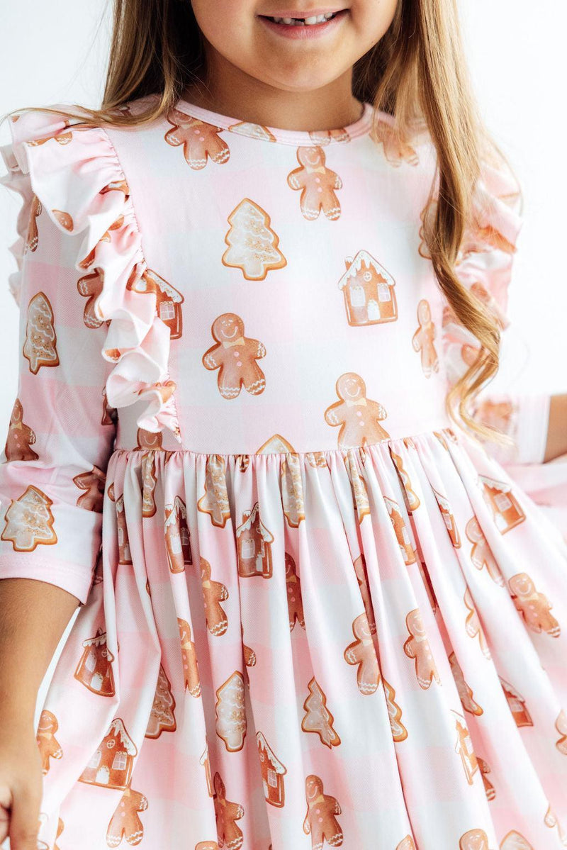 Christmas Traditions 3/4 Sleeve Ruffle Twirl Dress - 1