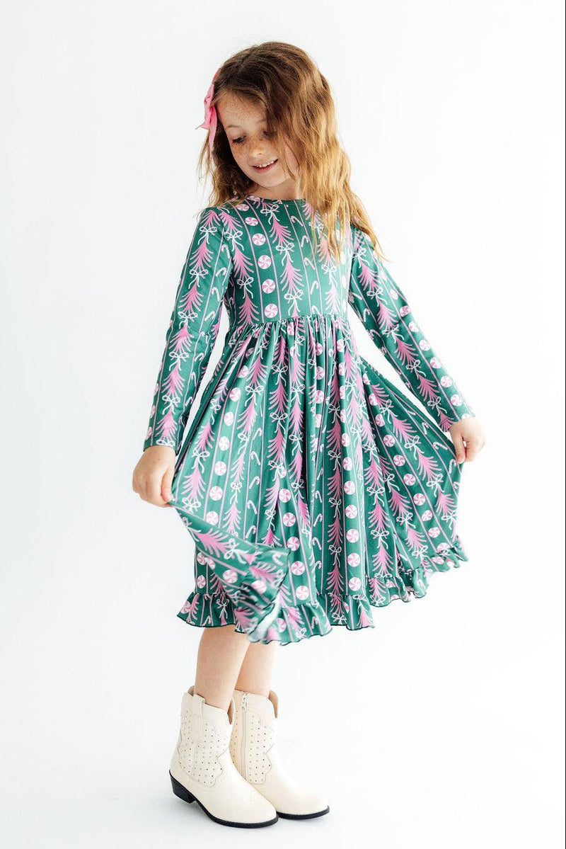 Christmas Treats L/S Ruffle Hem Twirl Dress - 4