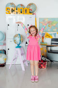Neon Pink Faux Suede Pinafore - 3