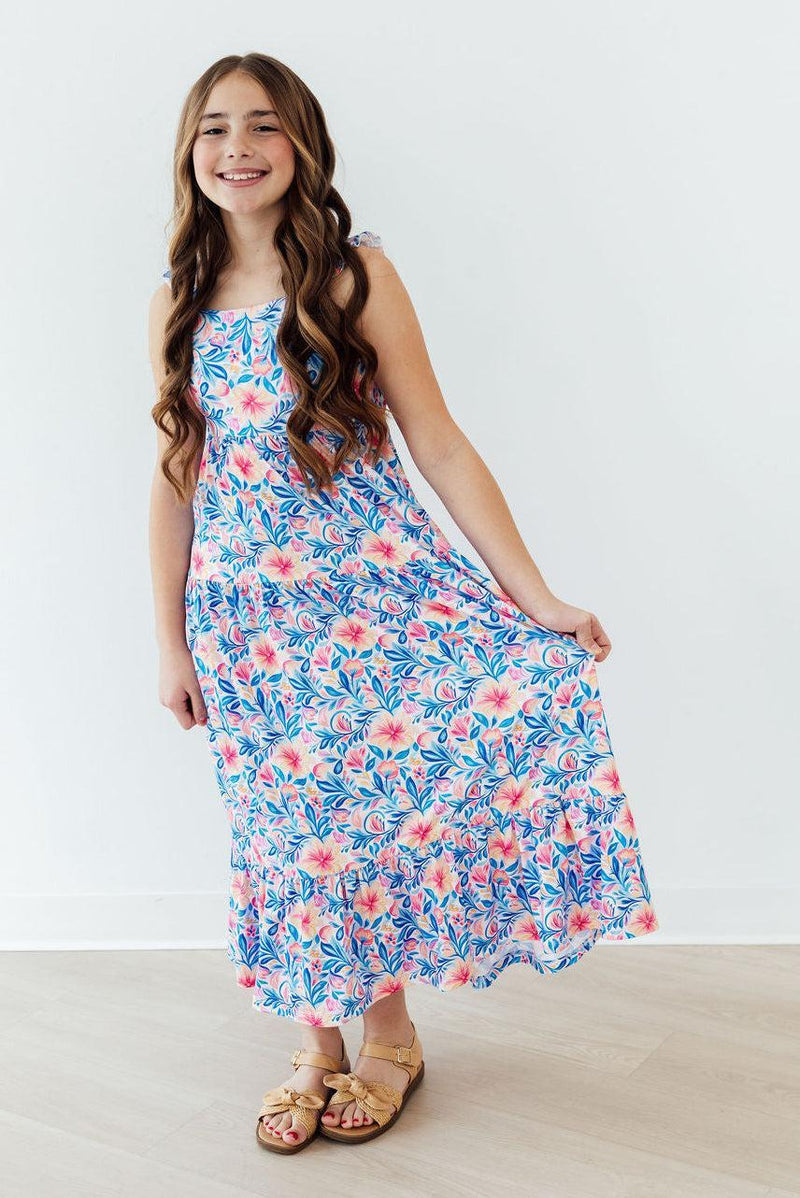 Watercolor Floral Ruffle Maxi Dress - 4