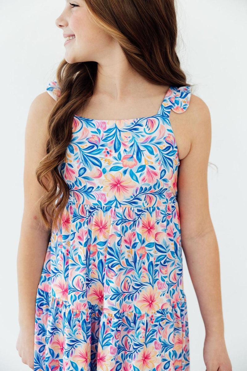 Watercolor Floral Ruffle Maxi Dress - 1