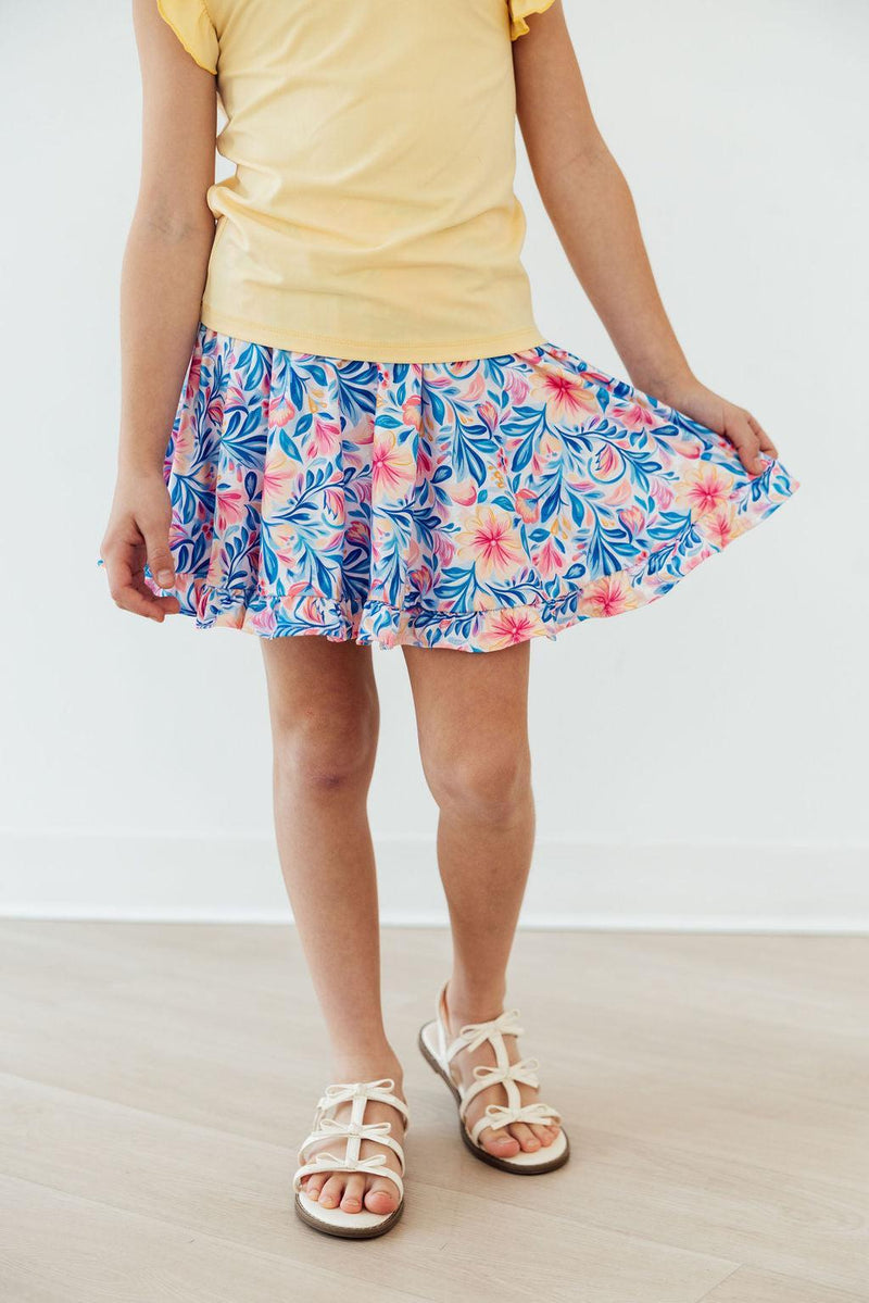 Watercolor Floral Ruffle Twirl Skort - 1