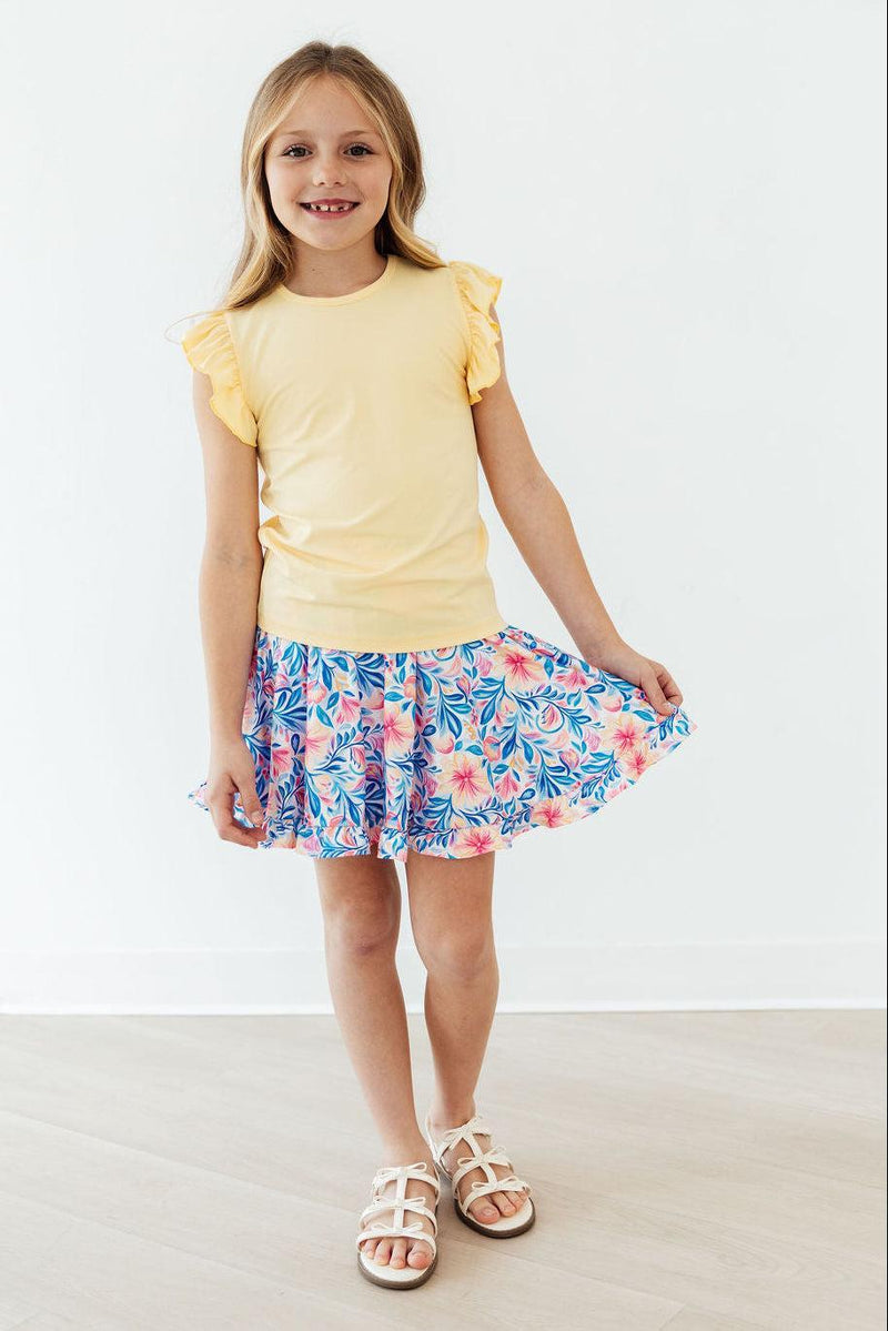 Watercolor Floral Ruffle Twirl Skort - 3