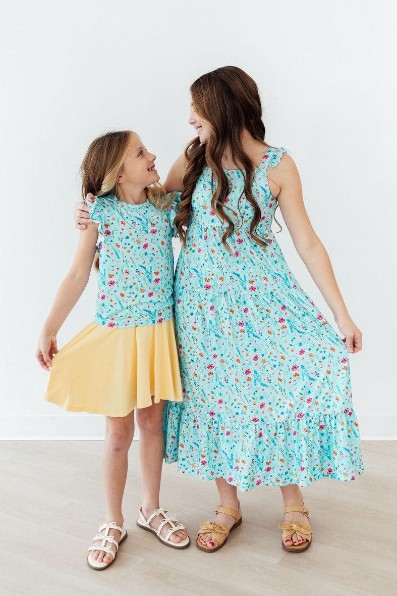 Girls Maxi Dress with Back Cutout & Ruffle – Summer Dress