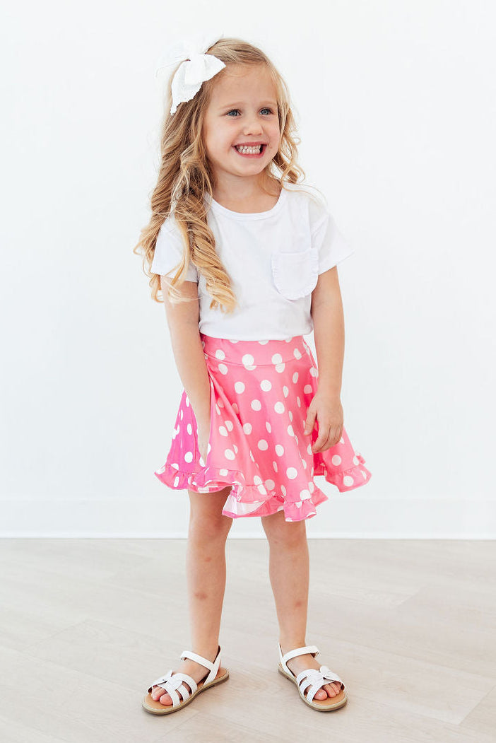 Pink Polka Dots Ruffle Twirl Skort - 4
