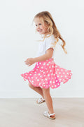 Pink Polka Dots Ruffle Twirl Skort - 1