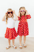 Red Polka Dots Ruffle Twirl Skort - 2
