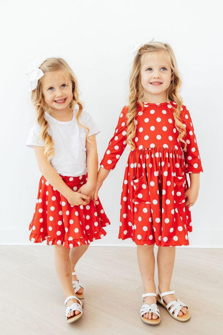 Red Polka Dots Ruffle Twirl Skort - 4
