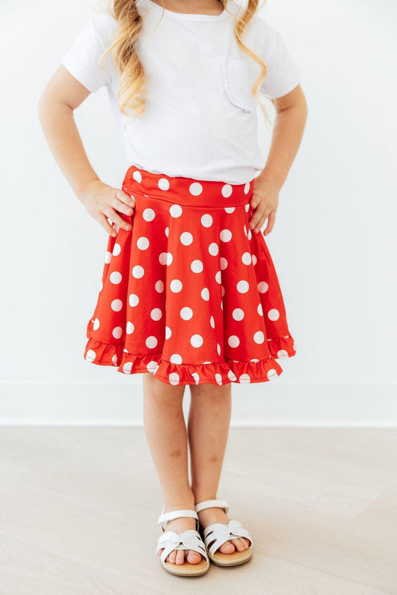Red Polka Dots Ruffle Twirl Skort - 5