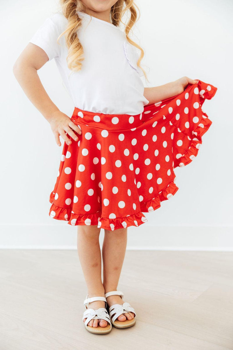 Red Polka Dots Ruffle Twirl Skort - 1