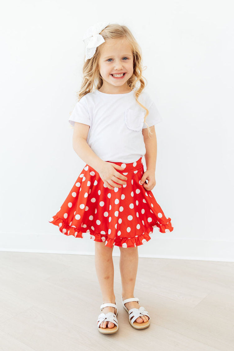 Red Polka Dots Ruffle Twirl Skort - 3