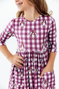 Virginia Tech Plaid Hokie 3/4 Sleeve Pocket Twirl Dress - 1