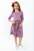 Virginia Tech Plaid Hokie 3/4 Sleeve Pocket Twirl Dress - 2