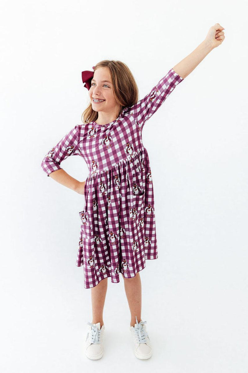 Virginia Tech Plaid Hokie 3/4 Sleeve Pocket Twirl Dress - 3