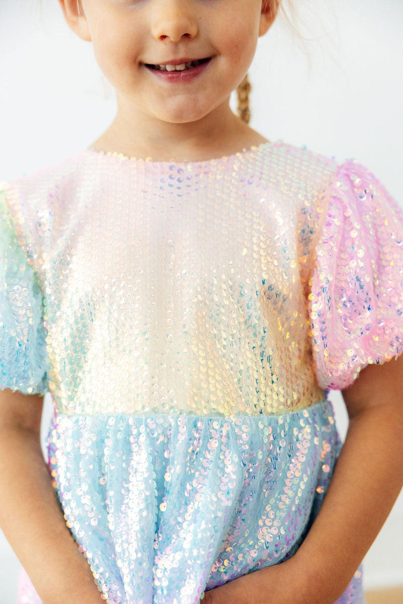 Ombre Puff Sleeve Sequin Dress - 7