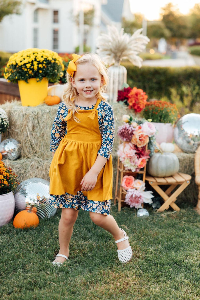 Mustard Faux Suede Pinafore - 2