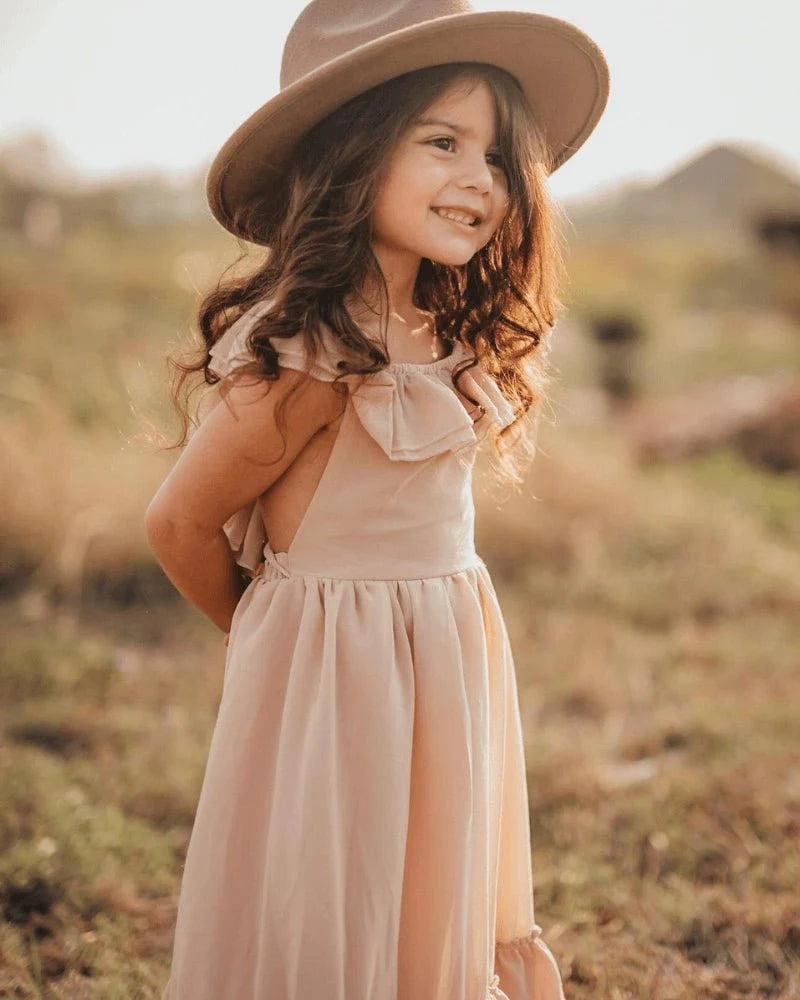 Nellie Ruffle Maxi Dress - Champagne - 18
