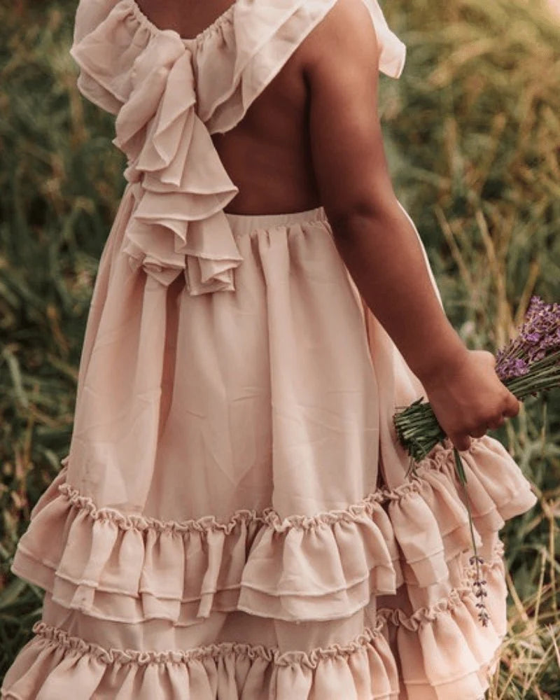 Nellie Ruffle Maxi Dress - Champagne - 10