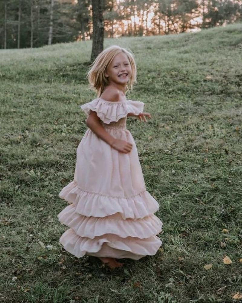 Nellie Ruffle Maxi Dress - Champagne - 13