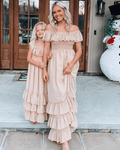 Nellie Ruffle Maxi Dress - Champagne - 2