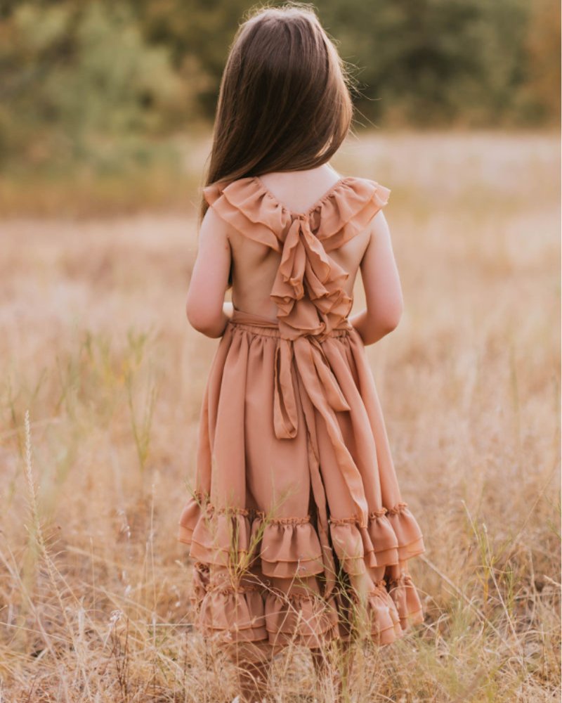 Nellie Ruffle Maxi Dress - Mocha - 4