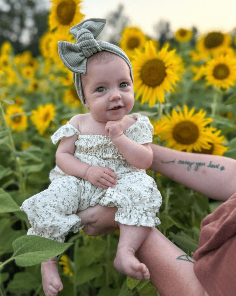 Paisley Smocked Ruffle Jumpsuit - White with Green Leaves - 3