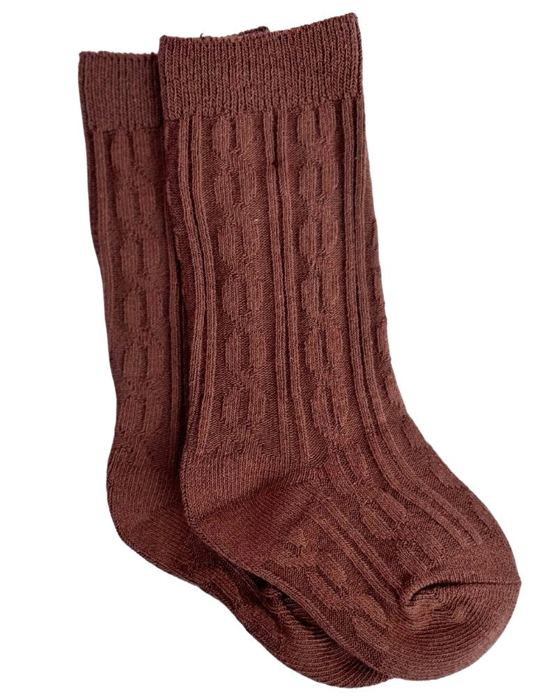 Pepper Knee-High Cable Knit Socks - 9