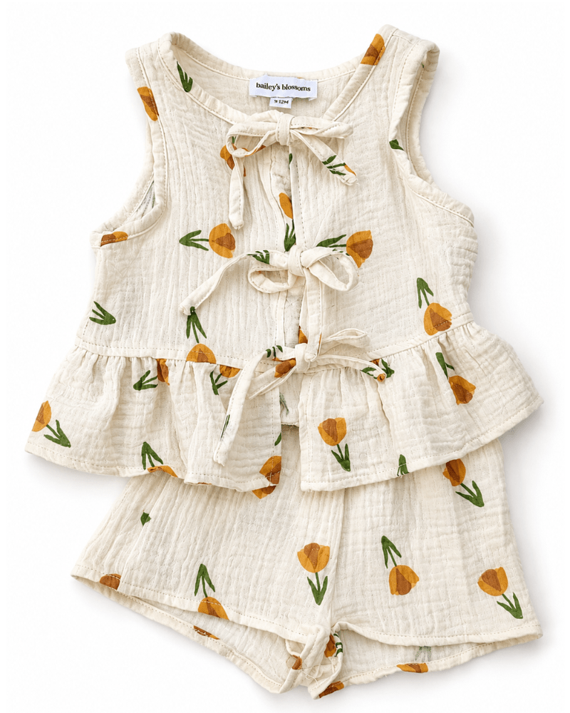 Posie Tie Front Two-Piece Set - Buttercup Bloom - 6