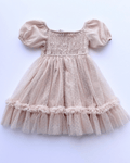 Smocked Dots Tulle Dress - Champagne - 2