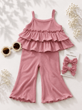Presley Ruffle Tank Two-Piece Set - Pink - 1