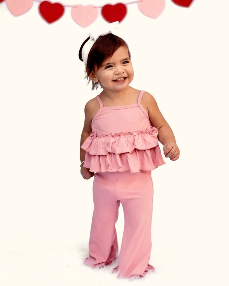 Presley Ruffle Tank Two-Piece Set - Pink - 2