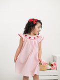 Baby Girls Strawberry Embroidered Plaid Smocked Dress - 4