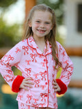Bow Girls Pajama Set with Furry Trim - 3