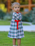 Christmas Embroidery Smocking Bow Plaid Girls Dress - 4