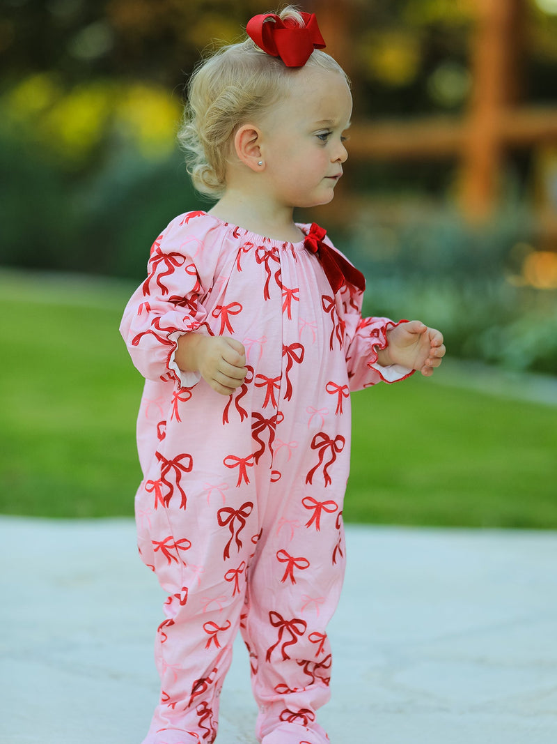Bow Print Baby Girls Romper - 2