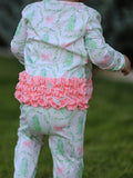 Christmas Tree Wreath Print Long Sleeve Zip Baby Girls Romper - 3