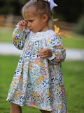 Fall  Embroidery Smocking Bow Floral Leaf Baby Girls Dress - 6