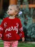 Mom and Me Winter Christmas Red "merry" Pullover Sweater - 4