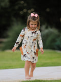 Western Horse Print Long Sleeve Dress - 1